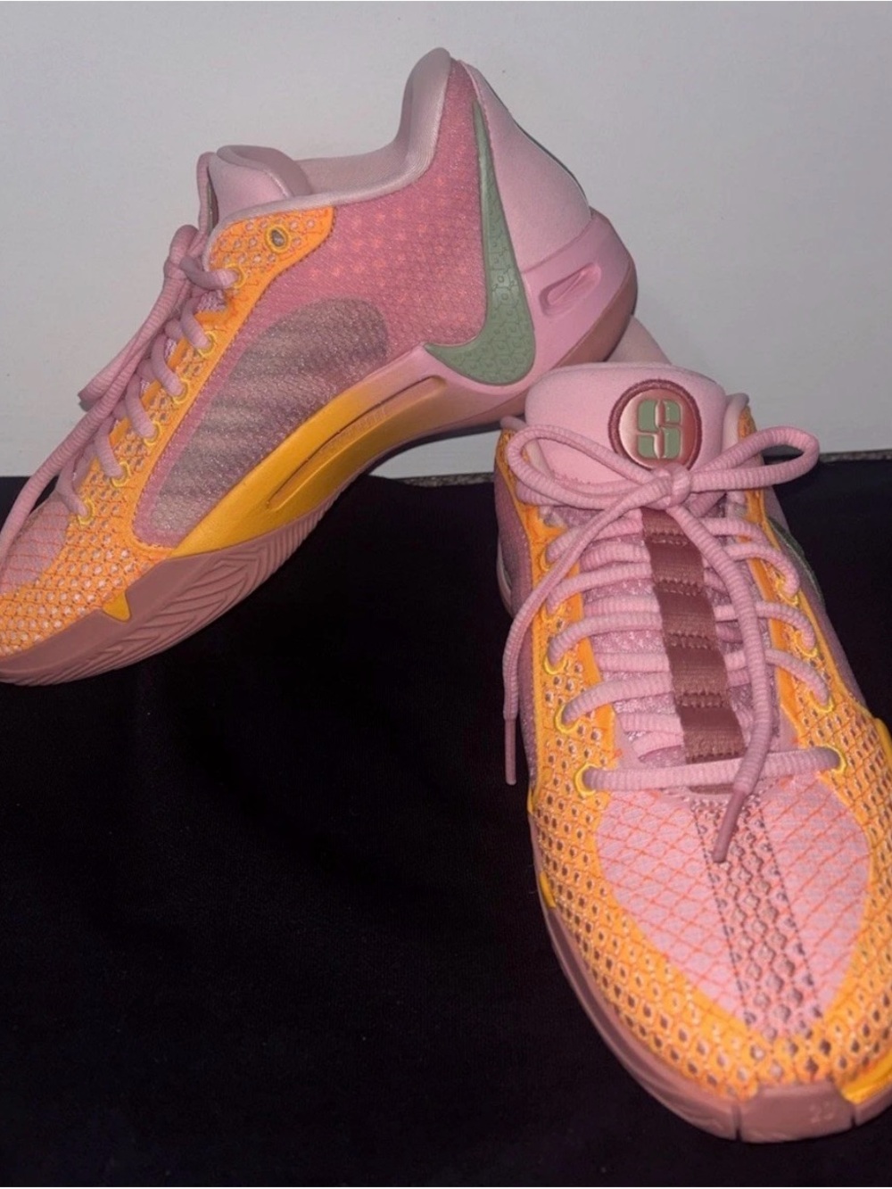 Nike Women's Pink and Yellow Athletic Sneakers - Picture 5 of 7